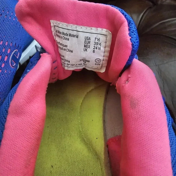 Champion Womens Size 7.5 Blue Pink Lace Up Athletic Sneakers - Picture 8 of 10